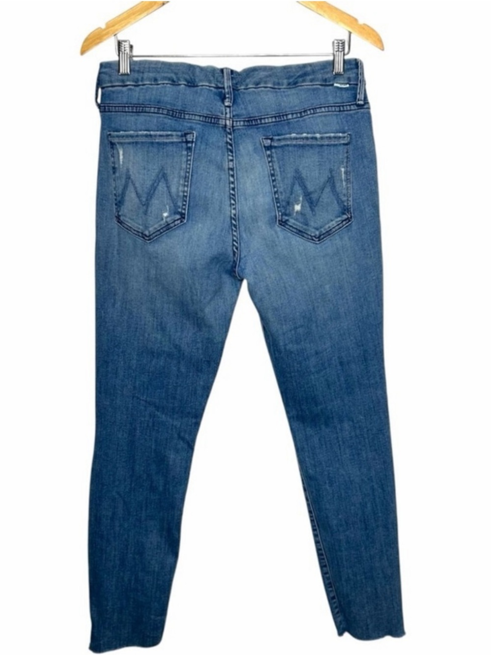 MOTHER The Looker Ankle Step Fray in Where There's Smoke Light Wash Size 32